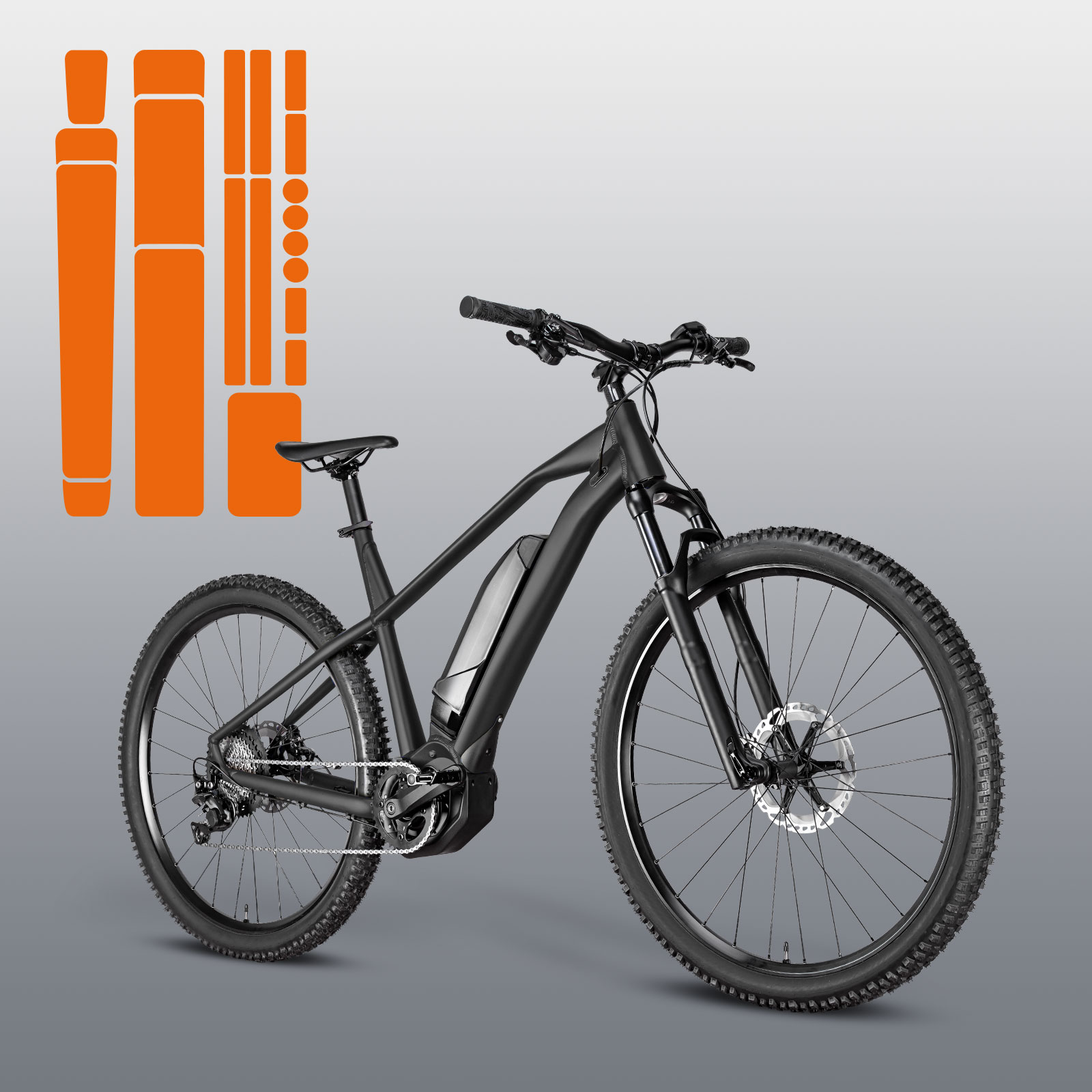 Schutzfolien für breitere Fahrradrahmen wie E-Bike / Montainbike, glänzend
